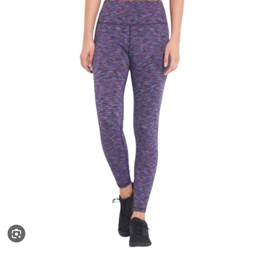 GAP brand, Size M, purple/multicolor, high rise and full length leggings.